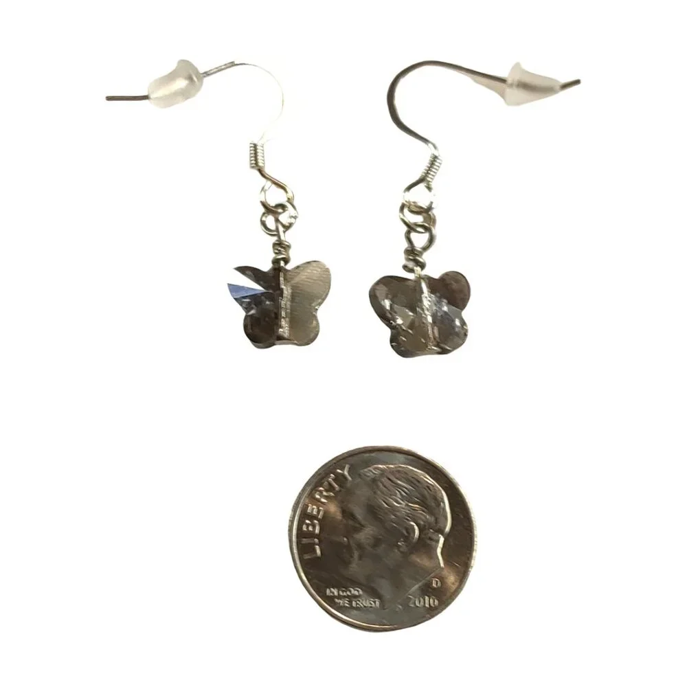 NEW Handmade/Homemade Butterfly Earrings Gray/Gray